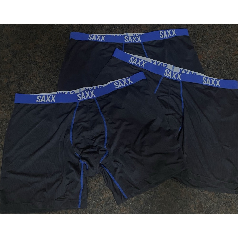 New! Saxx Men's Core Performance Mesh Blue/White Boxer Briefs Sz XXL